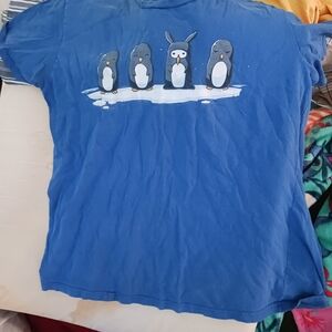 Blue Womens Penguin Graphic T-Shirt